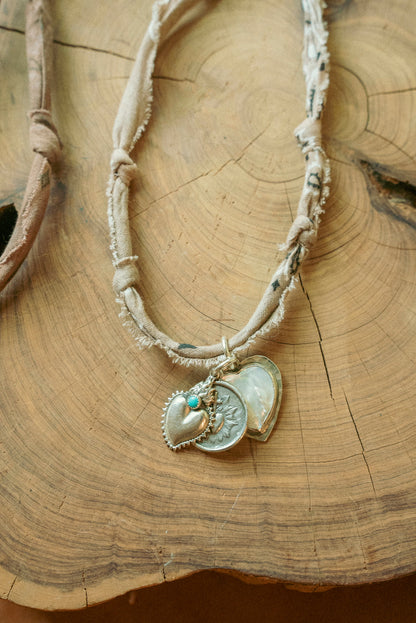 Handmade Sterling Silver + extra long neutral bandana