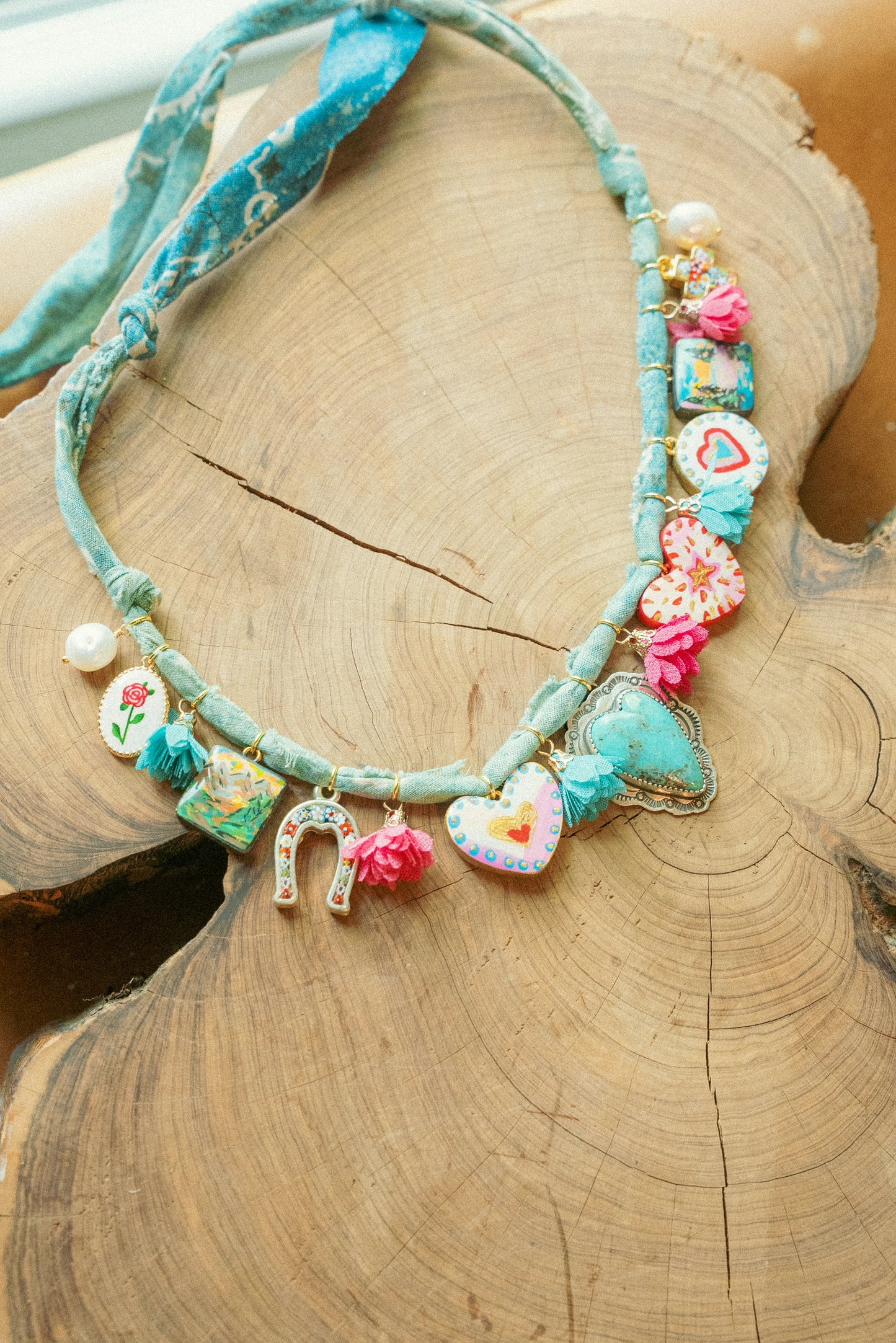 turquoise + hand painted hearts