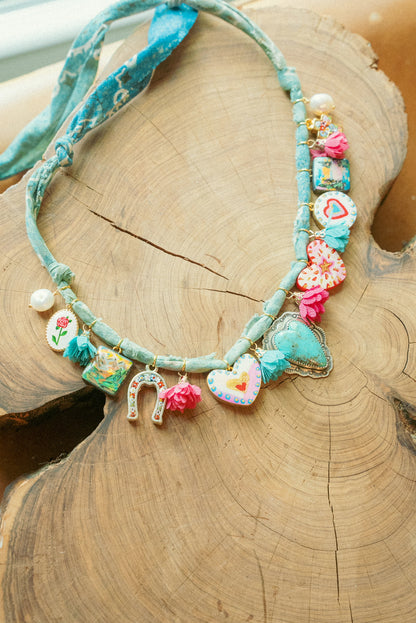 turquoise + hand painted hearts