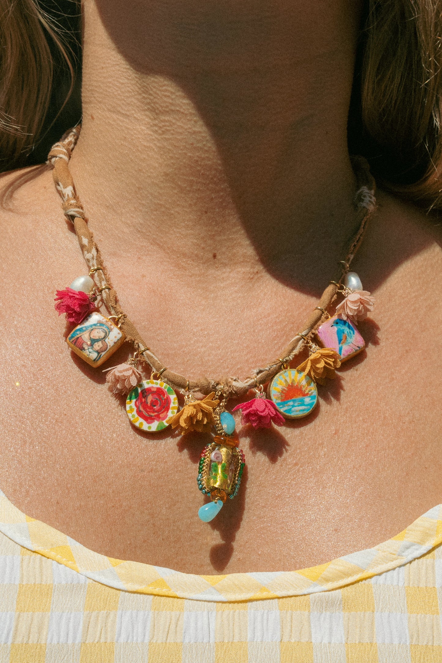 European beaded/hand painted + brown