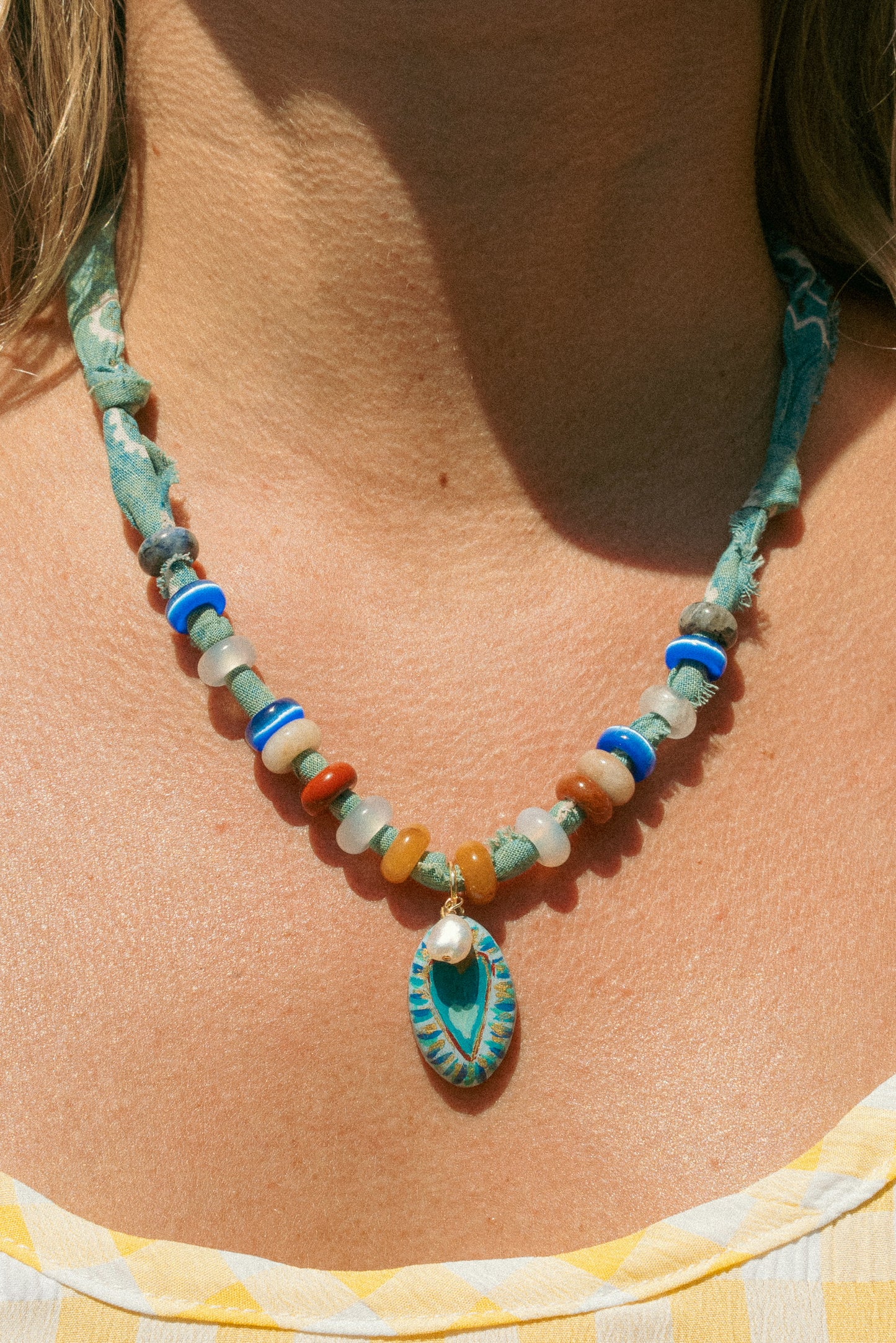 Hand painted heart + beaded ombré