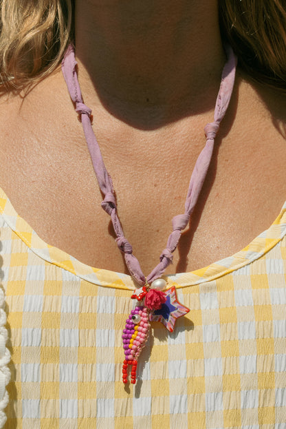 Hand painted star and beaded fish + purple
