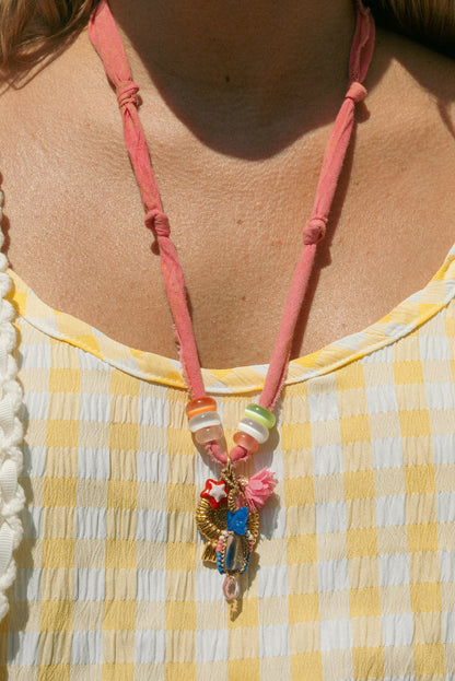 European layered single + beaded pink