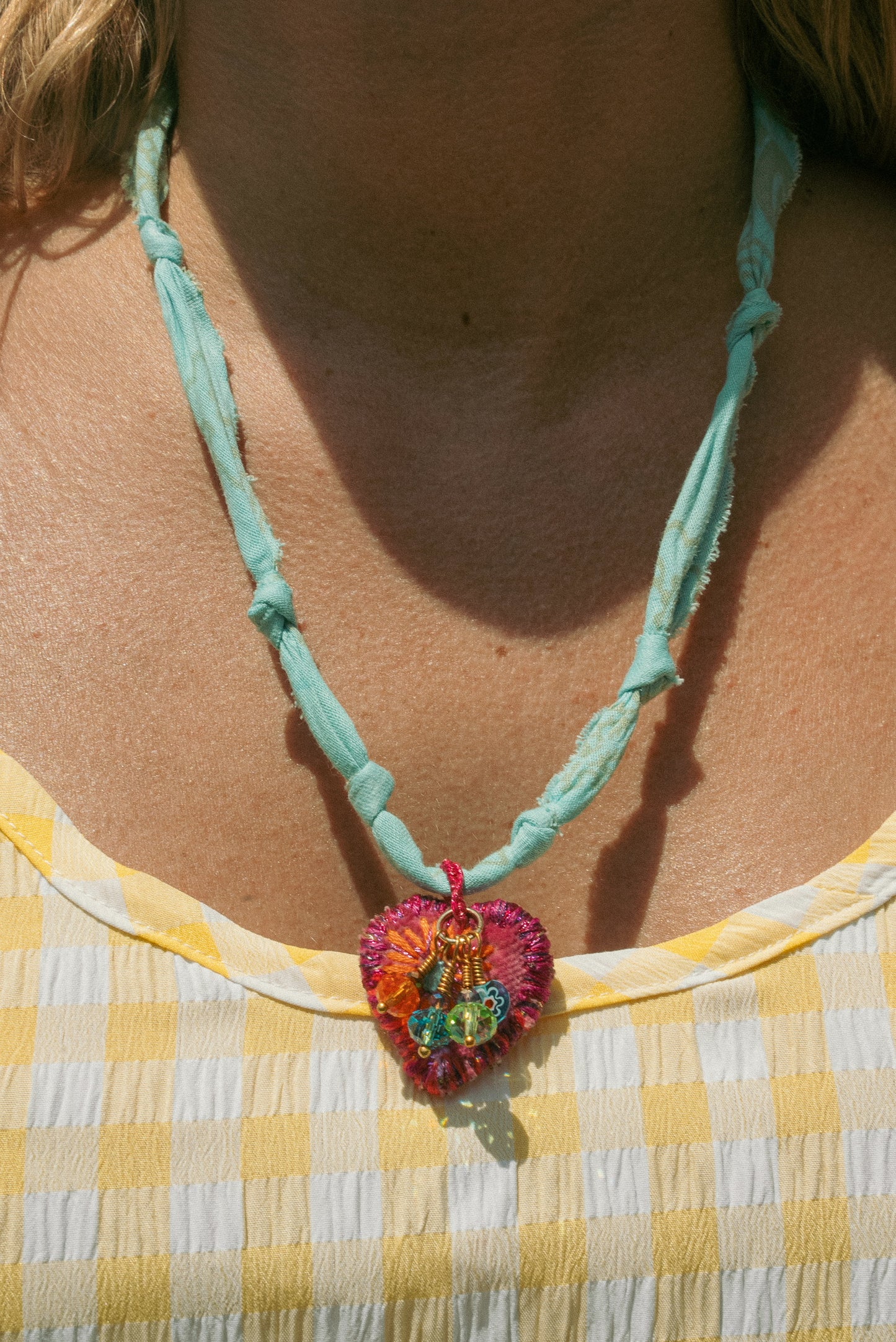Italian handmade heart w/beads + blue