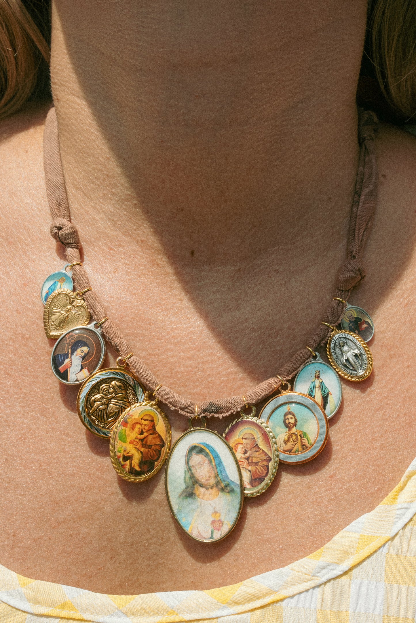 Mixed vintage religious + dusty brown