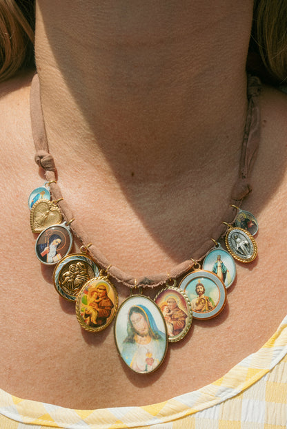 Mixed vintage religious + dusty brown