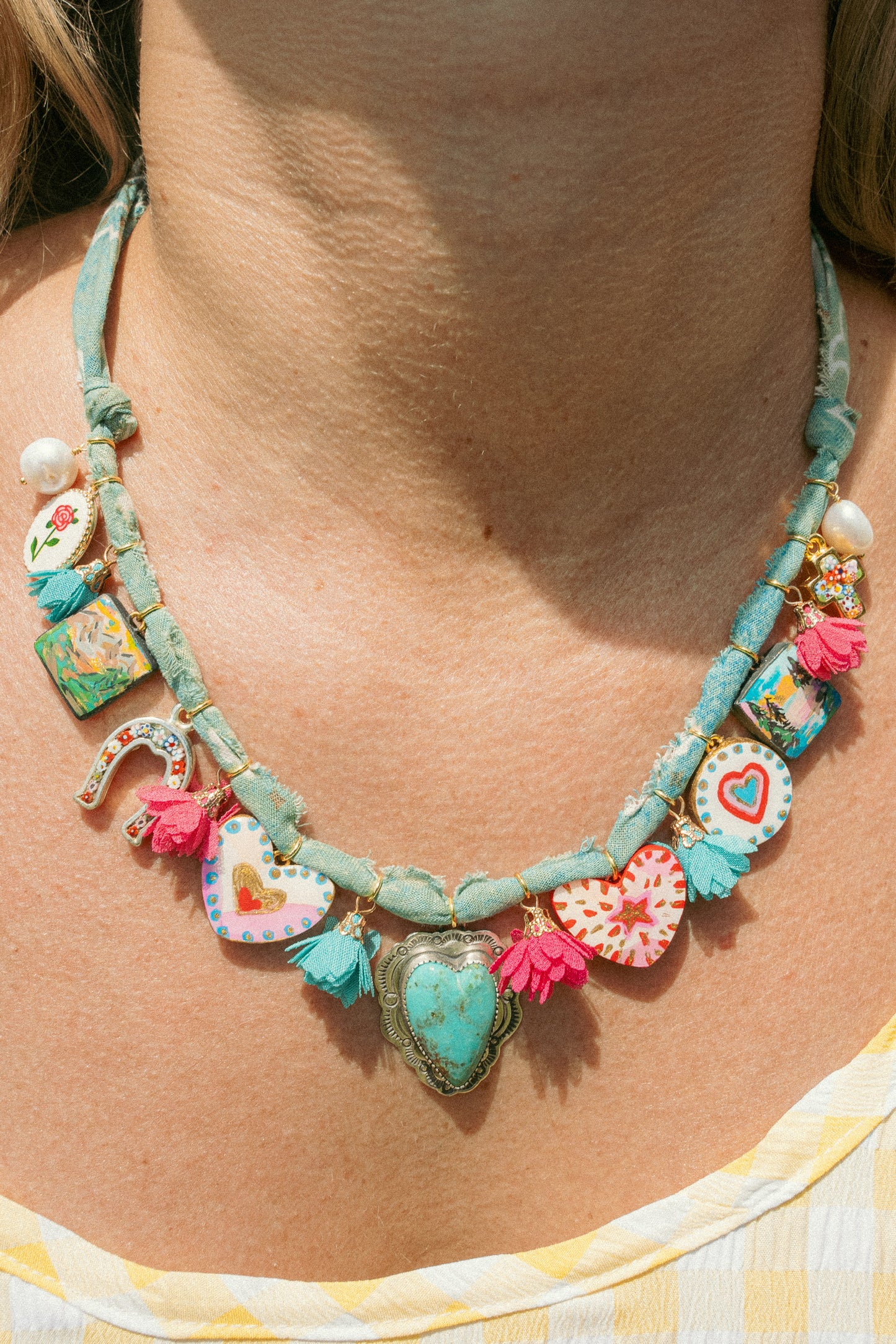 turquoise + hand painted hearts