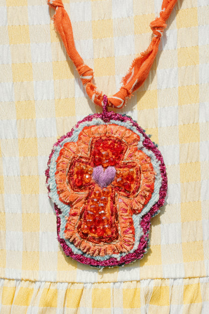 Italian hand beaded cross + long bandana