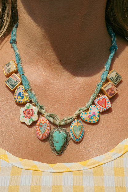 Turquoise + hand painted hearts