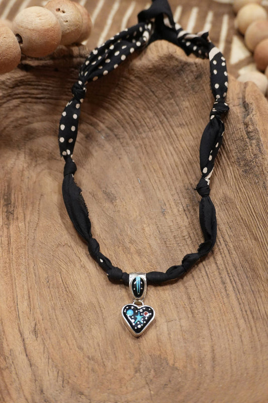 Black with Turquoise Heart