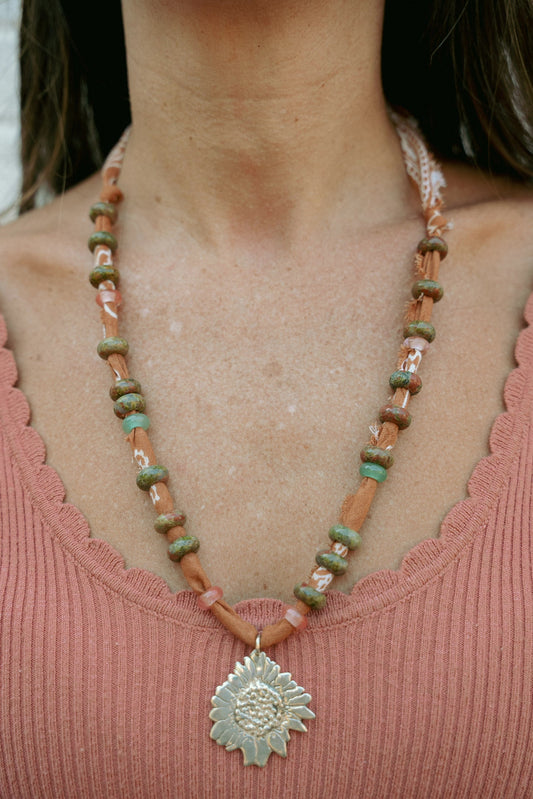 Beaded Sterling Sunflower