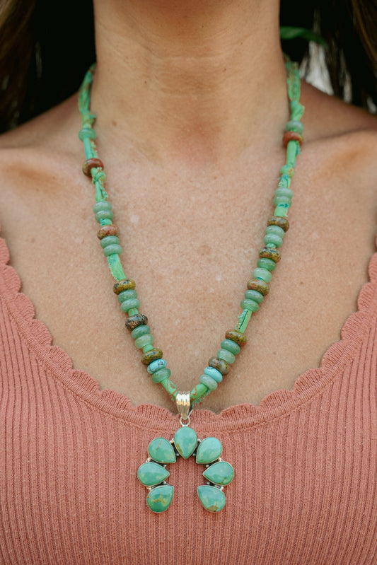 Beaded Green + turquoise naja