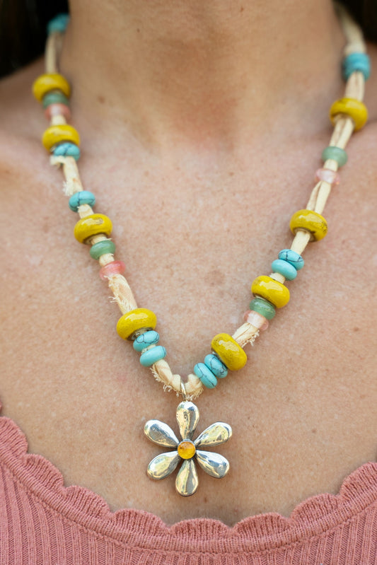 Beaded Doubled-Sided Sterling Flower