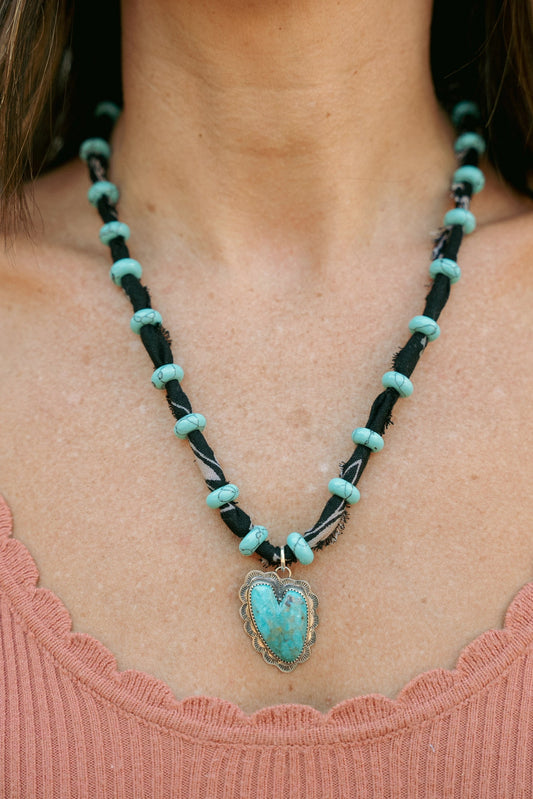 Beaded turquoise heart