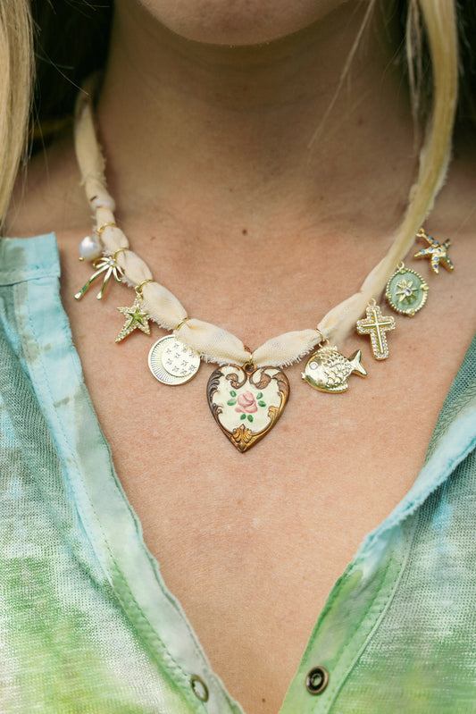 Butter yellow + cream painted heart