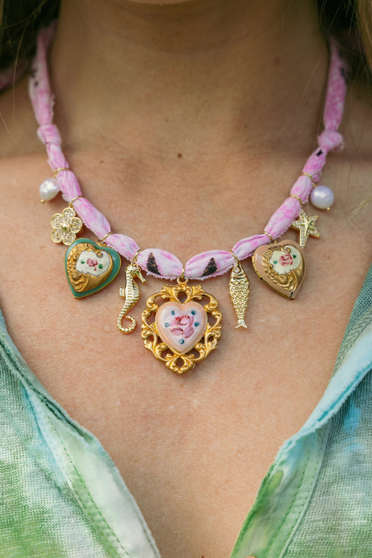 Vintage painted hearts + light pink