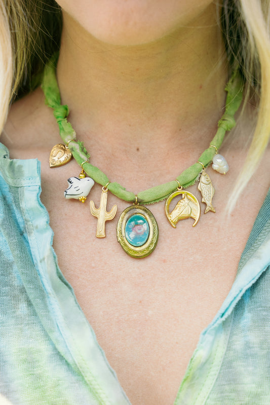 Vintage locket + green