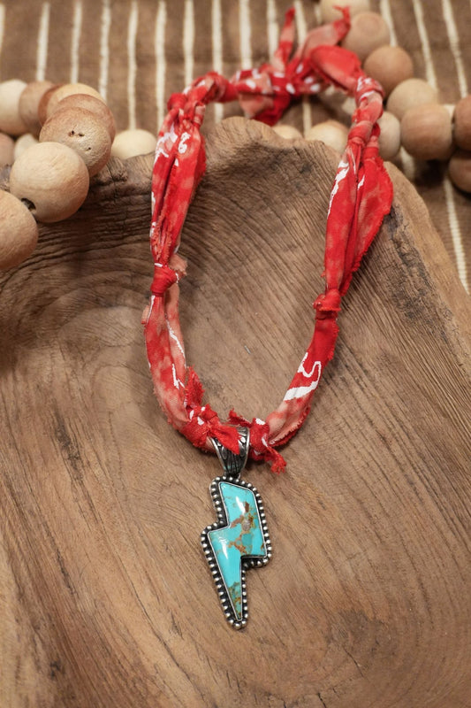 Red with Lightning Bolt Turquoise